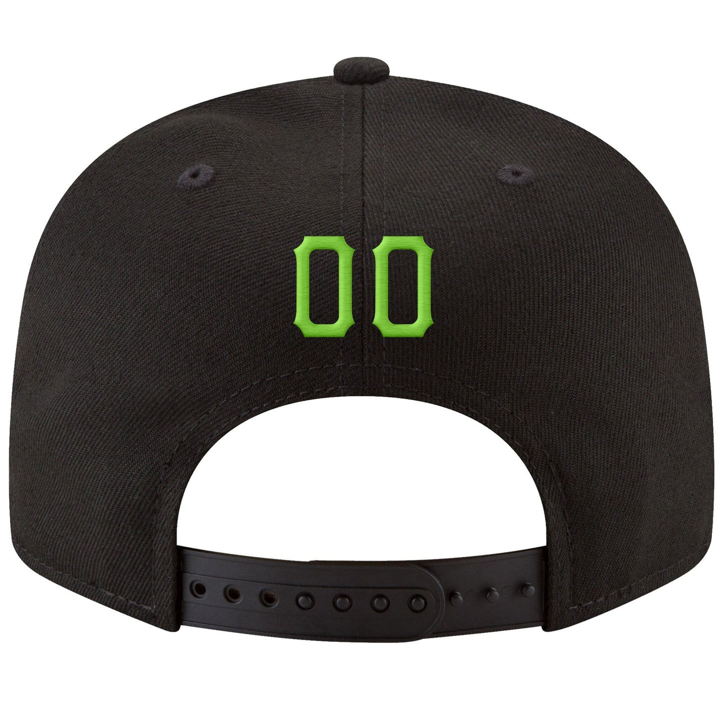 Custom Black Neon Green-White Stitched Adjustable Snapback Hat view 3