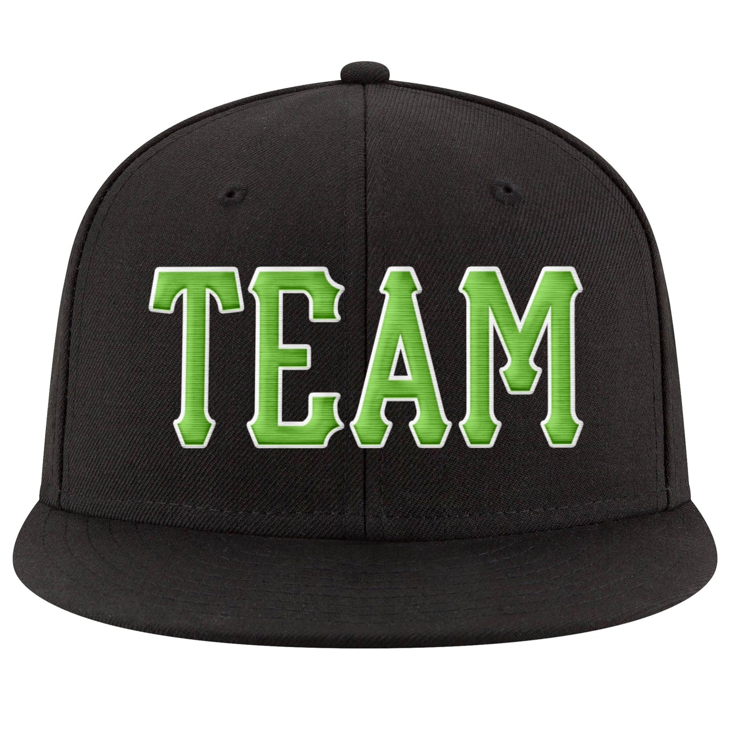 Custom Black Neon Green-White Stitched Adjustable Snapback Hat view 2