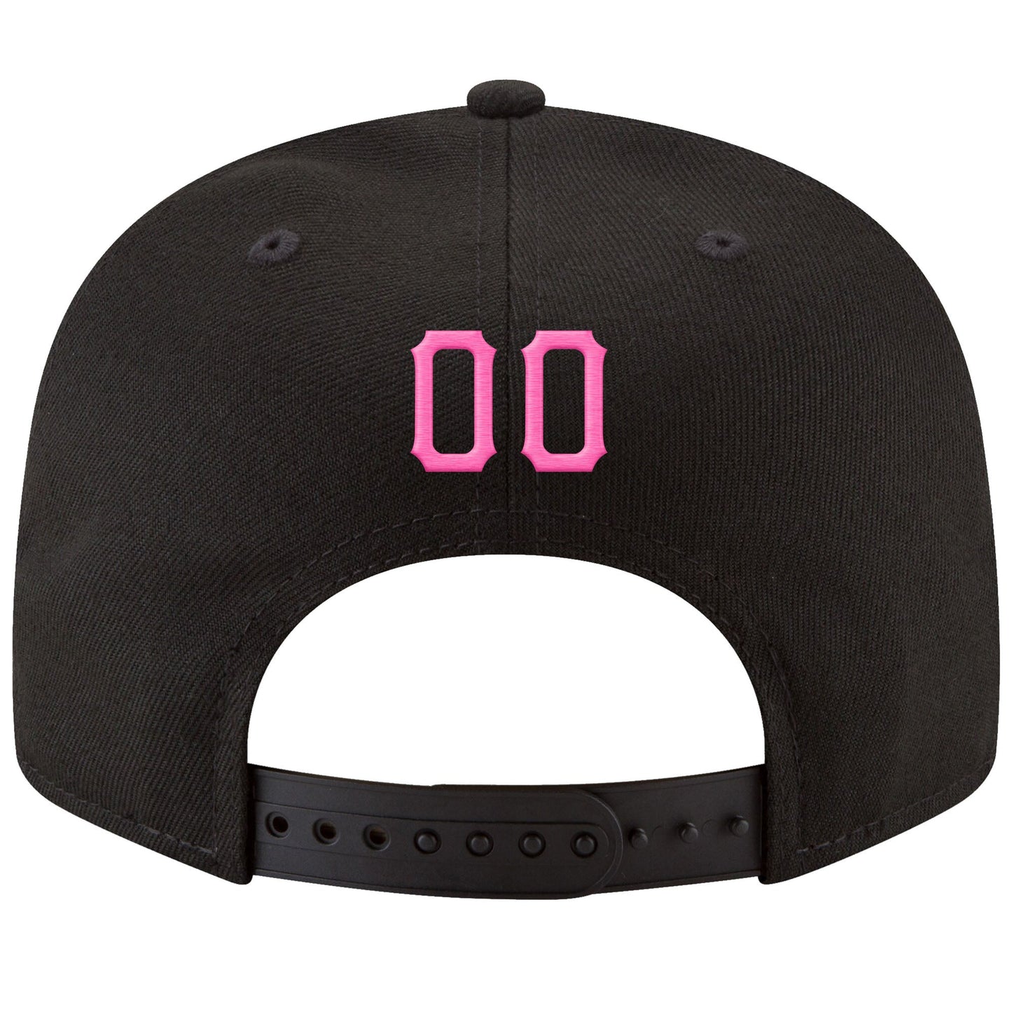 Custom Black Pink-Powder Blue Stitched Adjustable Snapback Hat view 3