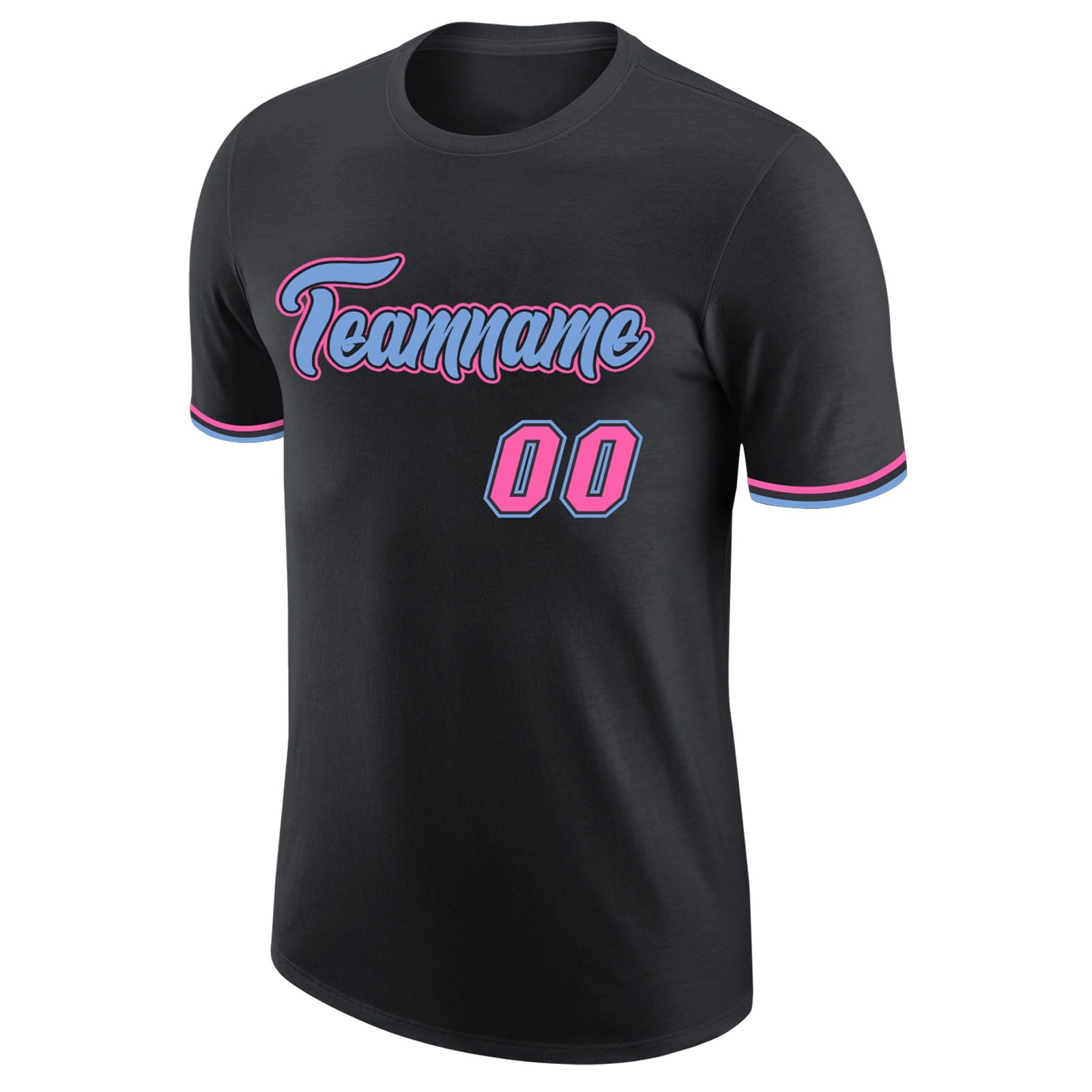 Custom Black Pink-Light Blue Performance T-Shirt view 5