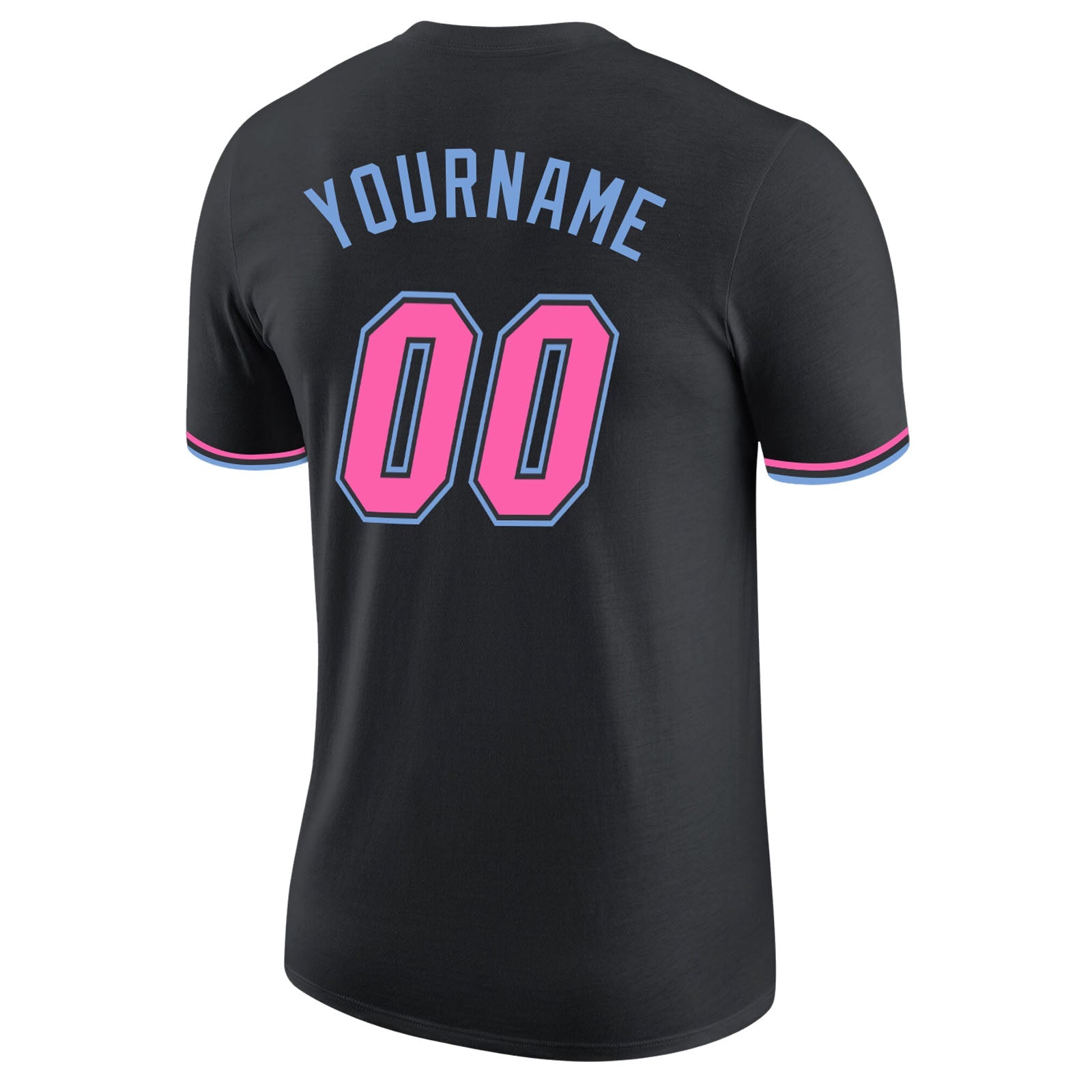 Custom Black Pink-Light Blue Performance T-Shirt view 6