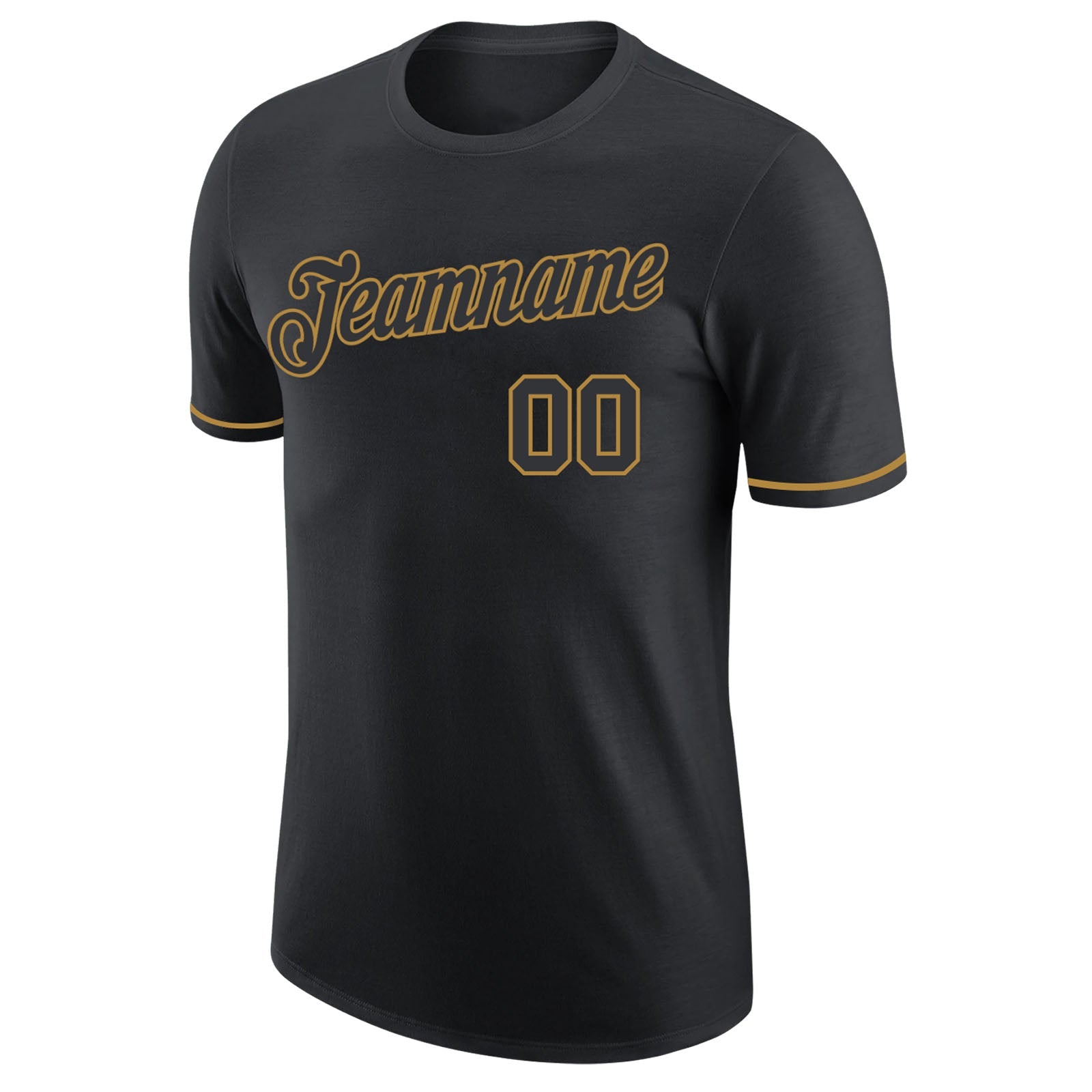Custom Black Black-Old Gold Performance T-Shirt view 6