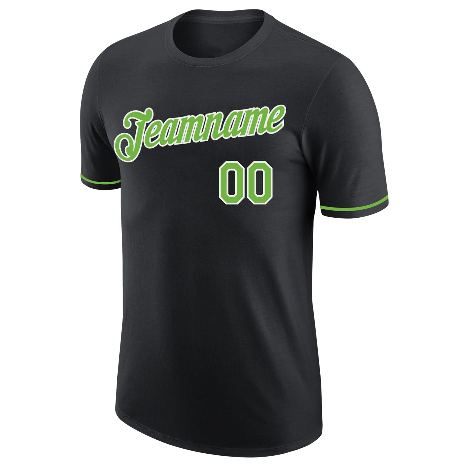 Custom Black Neon Green-White Performance T-Shirt view 5