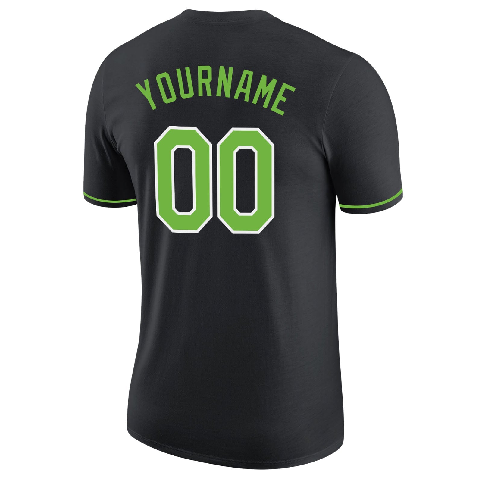 Custom Black Neon Green-White Performance T-Shirt view 6