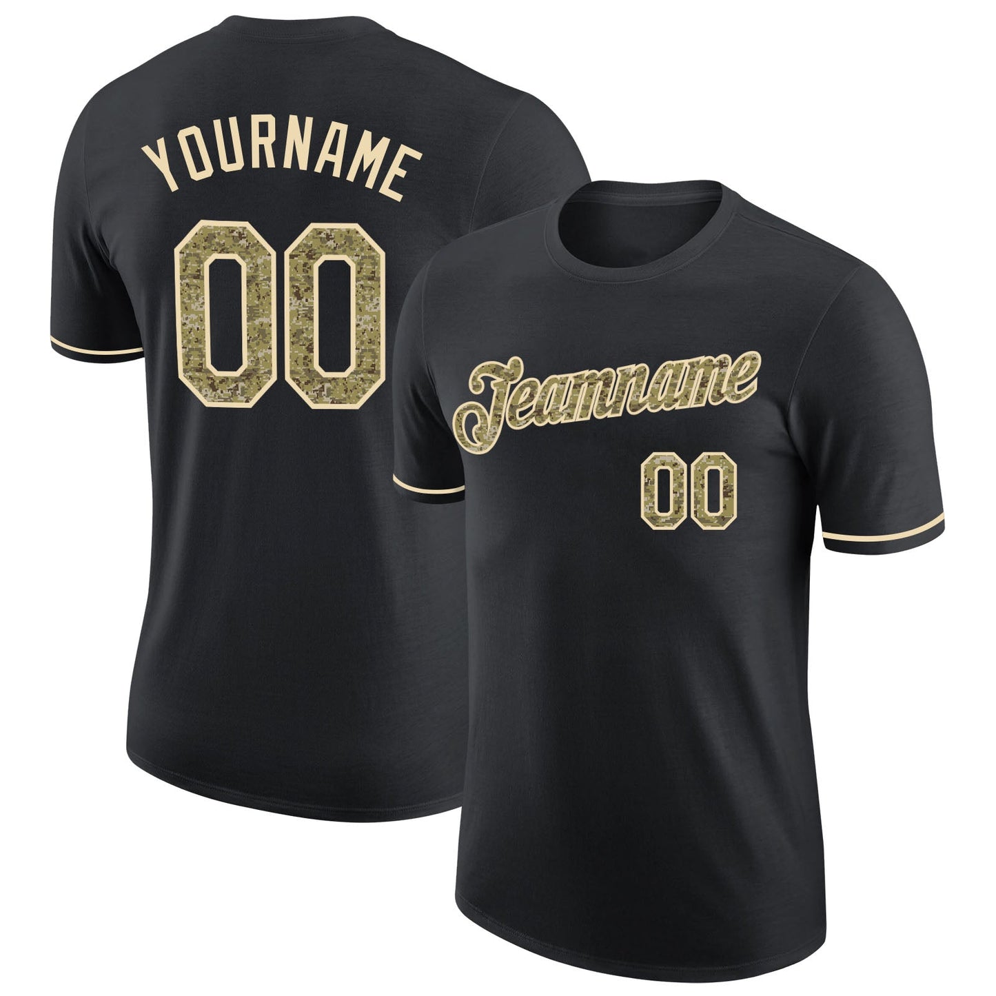 Custom Black Camo-Cream Performance T-Shirt - Main View