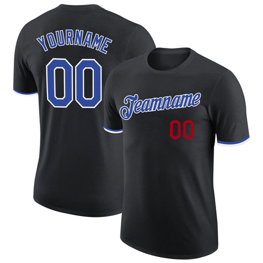 Custom Black Royal-White Performance T-Shirt - Main View