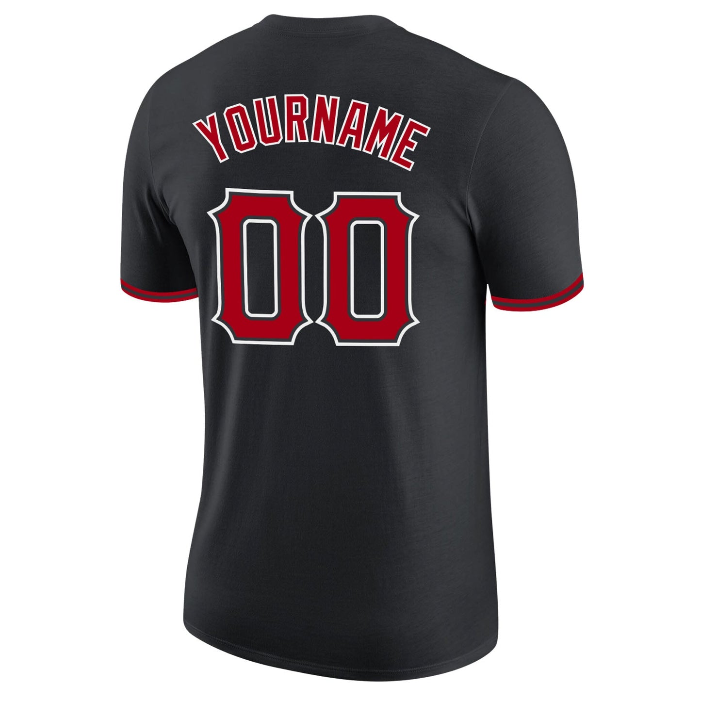 Custom Black Red-White Performance T-Shirt view 7