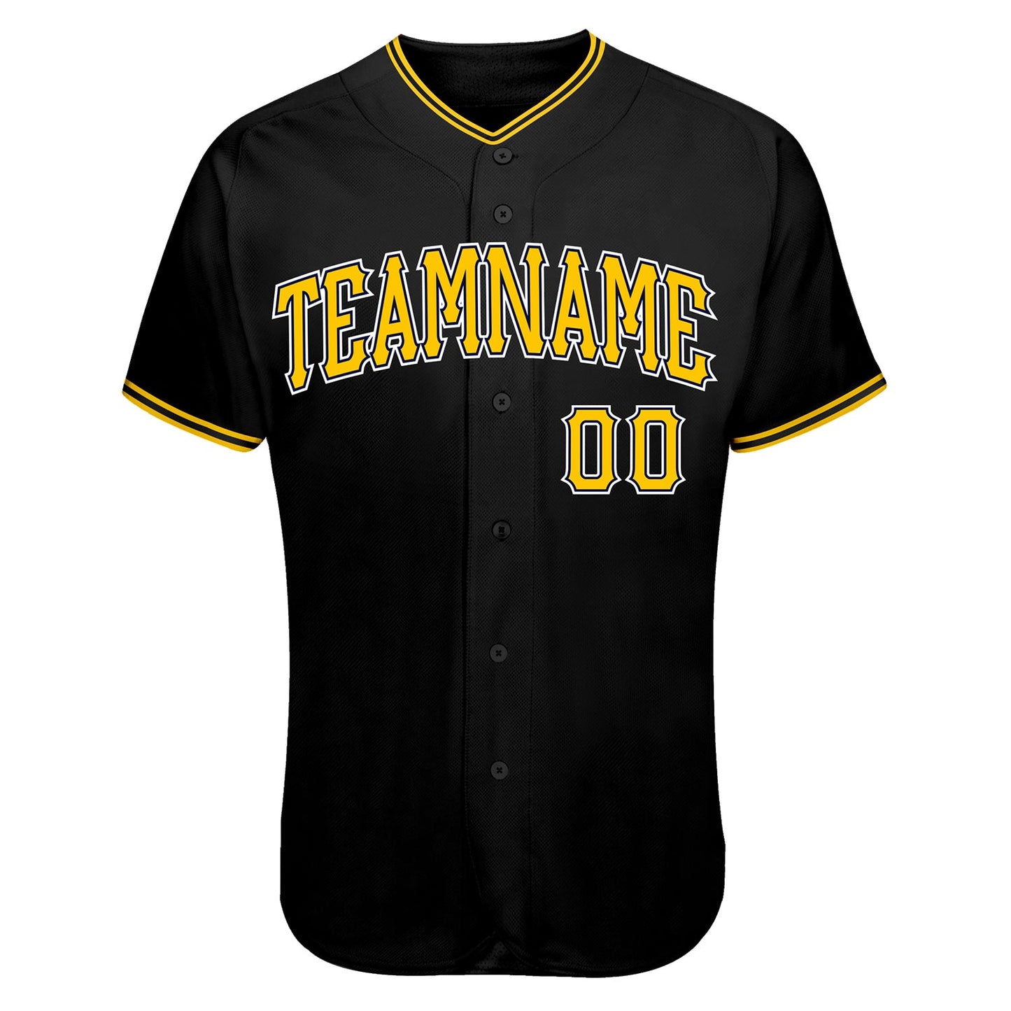 Custom Black Gold-White Authentic Skull Fashion Baseball Jersey view 7