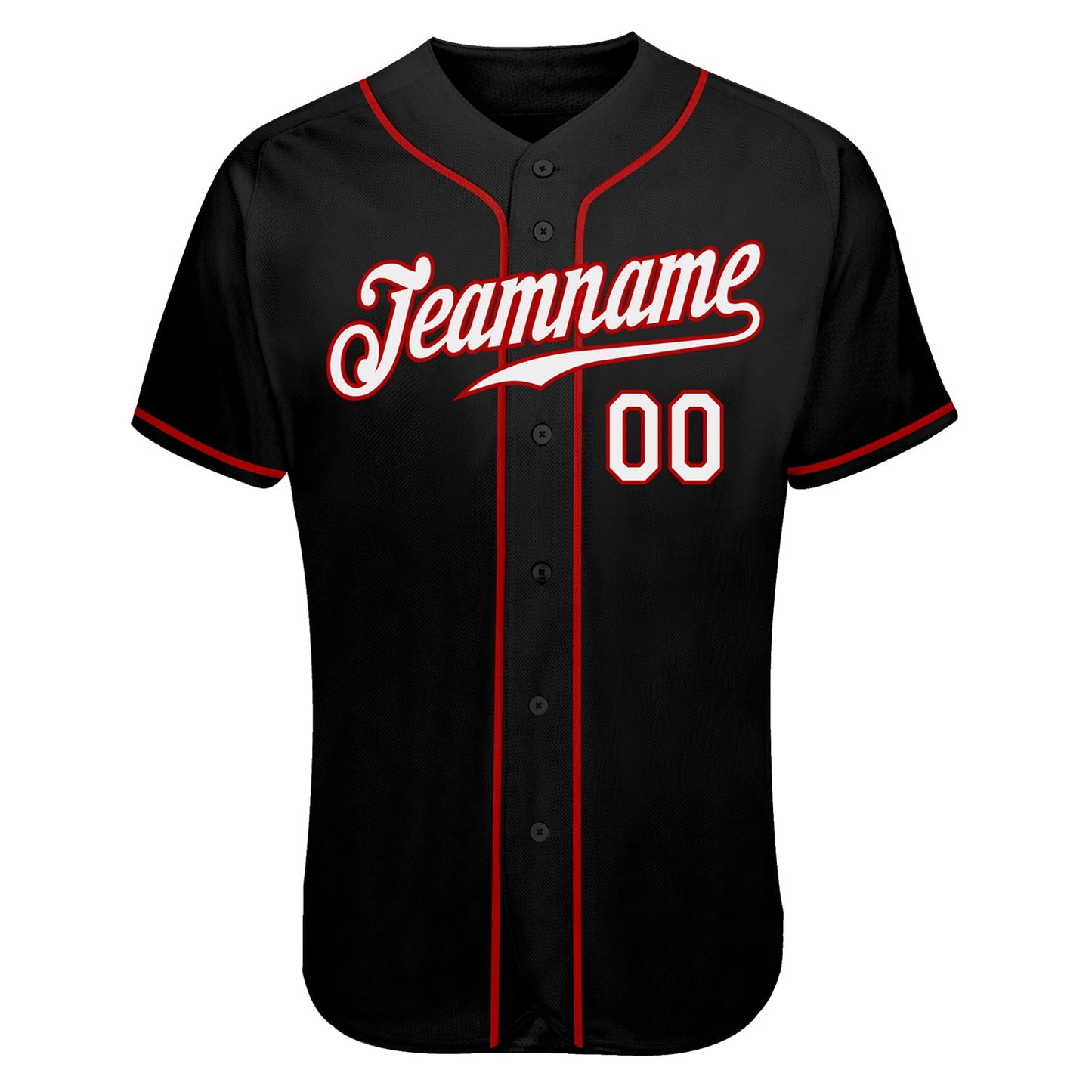 Custom Black White-Red Authentic Skull Fashion Baseball Jersey view 7