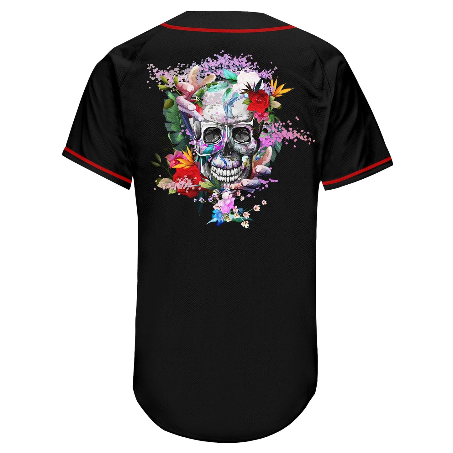 Custom Black White-Red Authentic Skull Fashion Baseball Jersey view 5