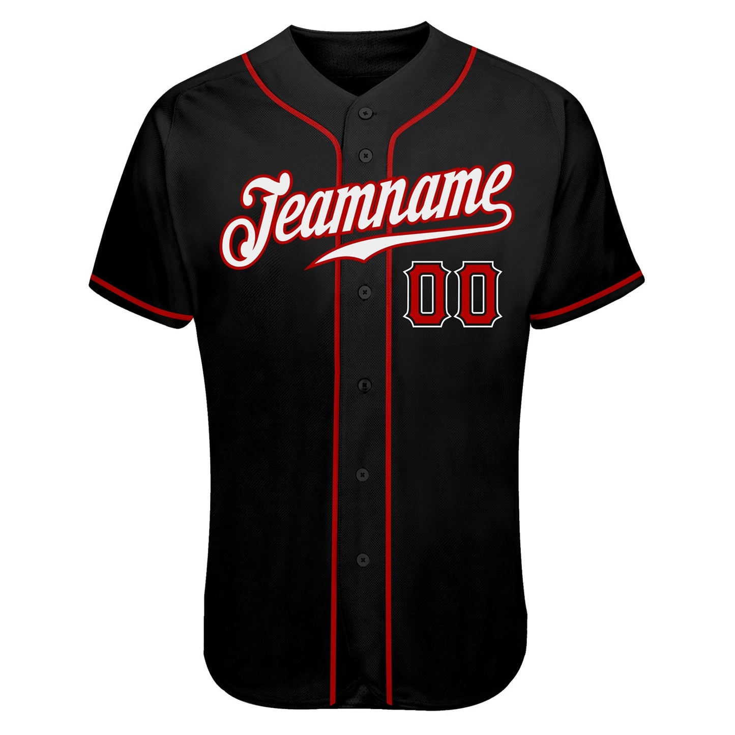 Custom Black White-Red Authentic Skull Fashion Baseball Jersey view 6
