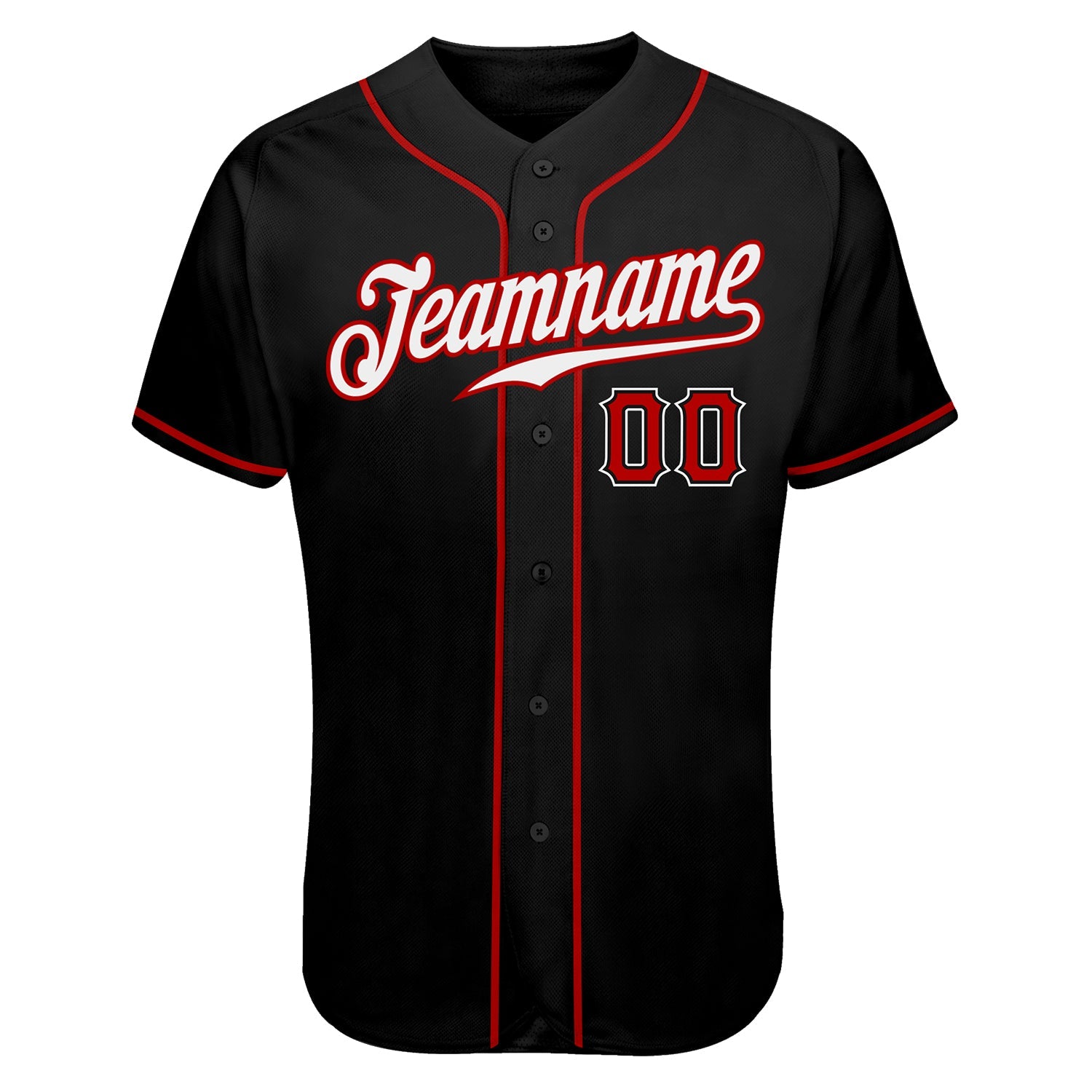 Custom Black White-Red Authentic Skull Fashion Baseball Jersey view 6