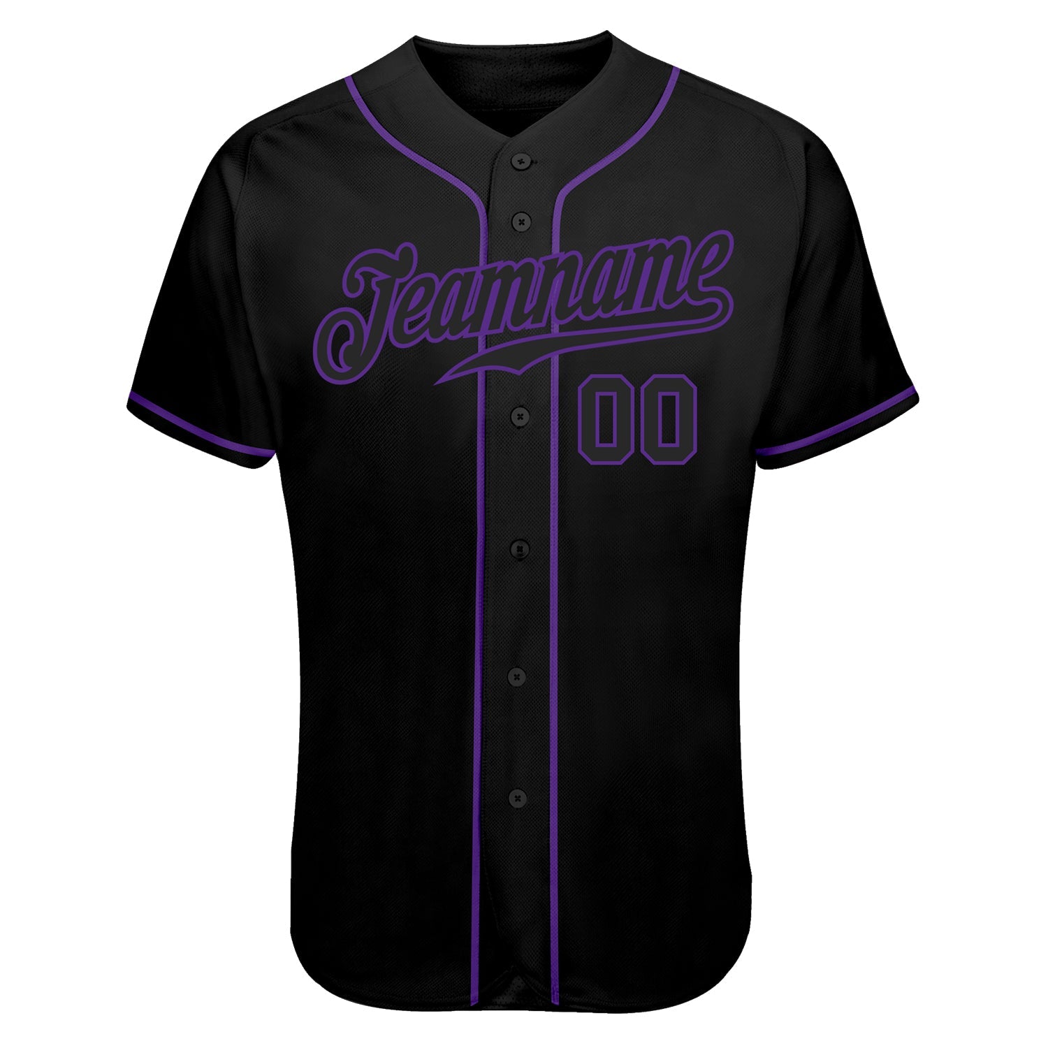 Custom Black Black-Purple Authentic Skull Fashion Baseball Jersey view 7