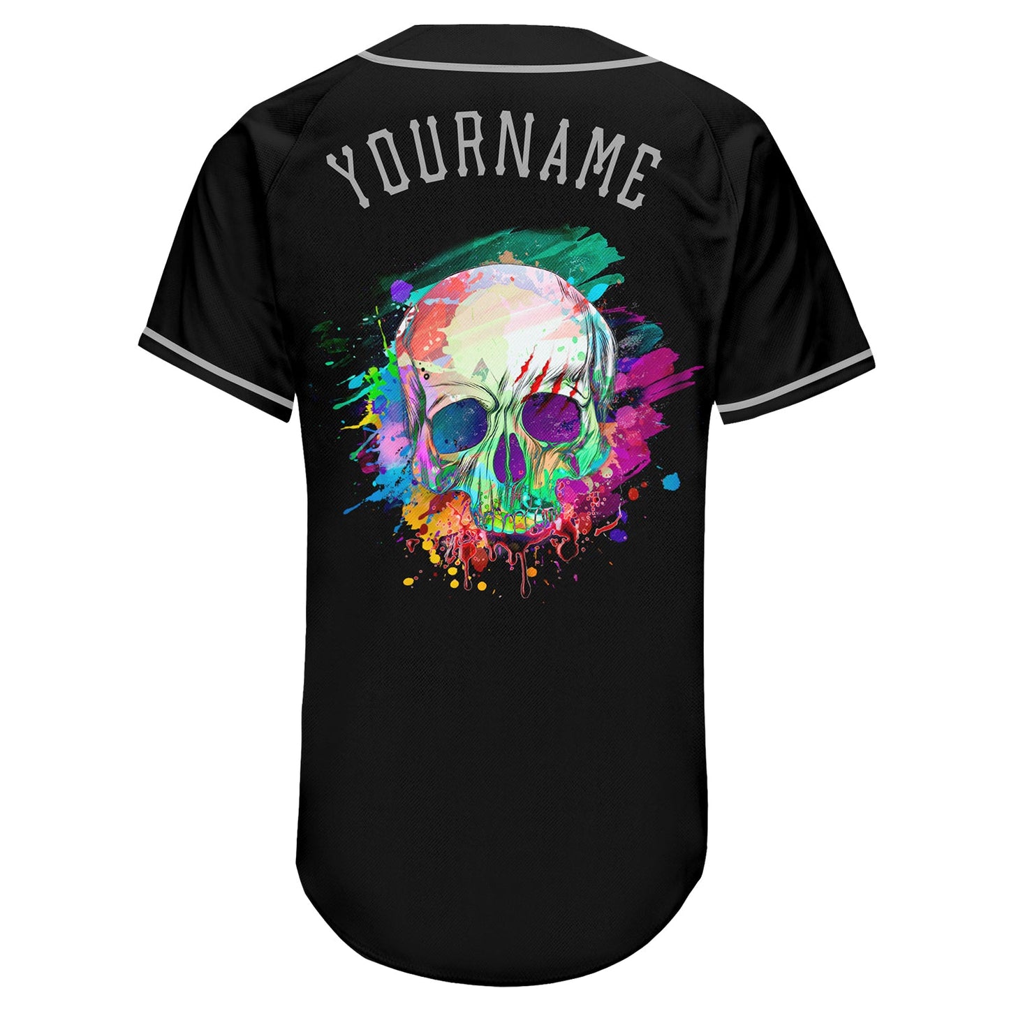 Custom Black Black-Gray Authentic Skull Fashion Baseball Jersey view 6