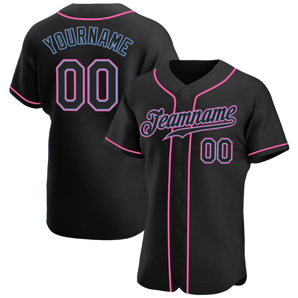 Custom Black Black-Pink Authentic Baseball Jersey - Main View