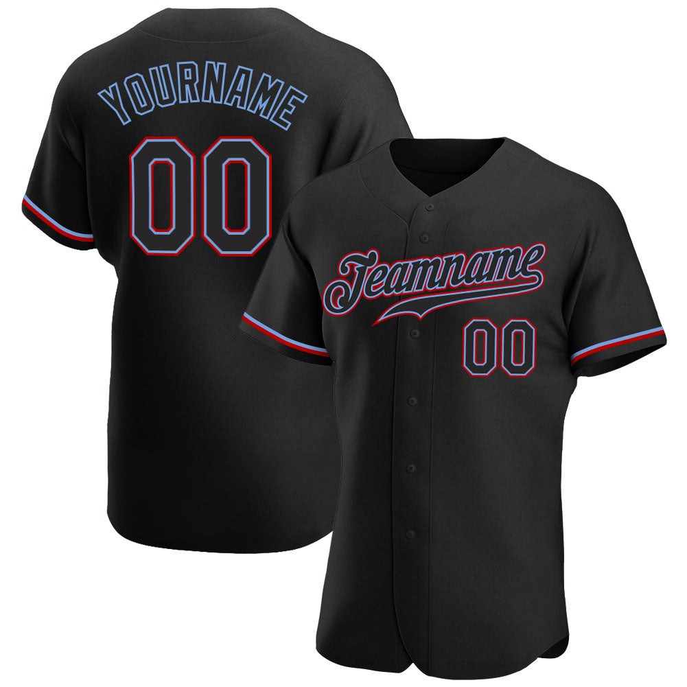 Custom Black Black-Red Authentic Baseball Jersey - Main View