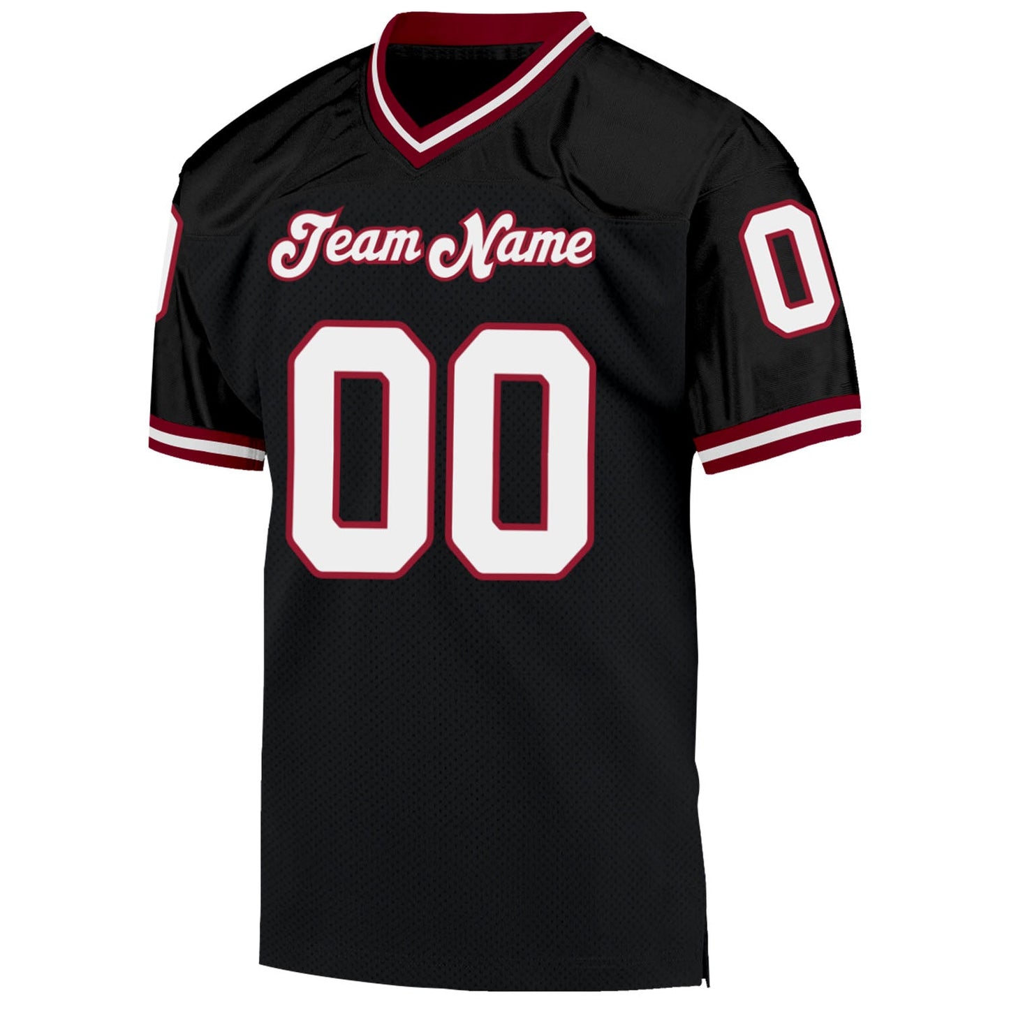 Custom Black White-Cardinal Mesh Authentic Throwback Football Jersey view 2