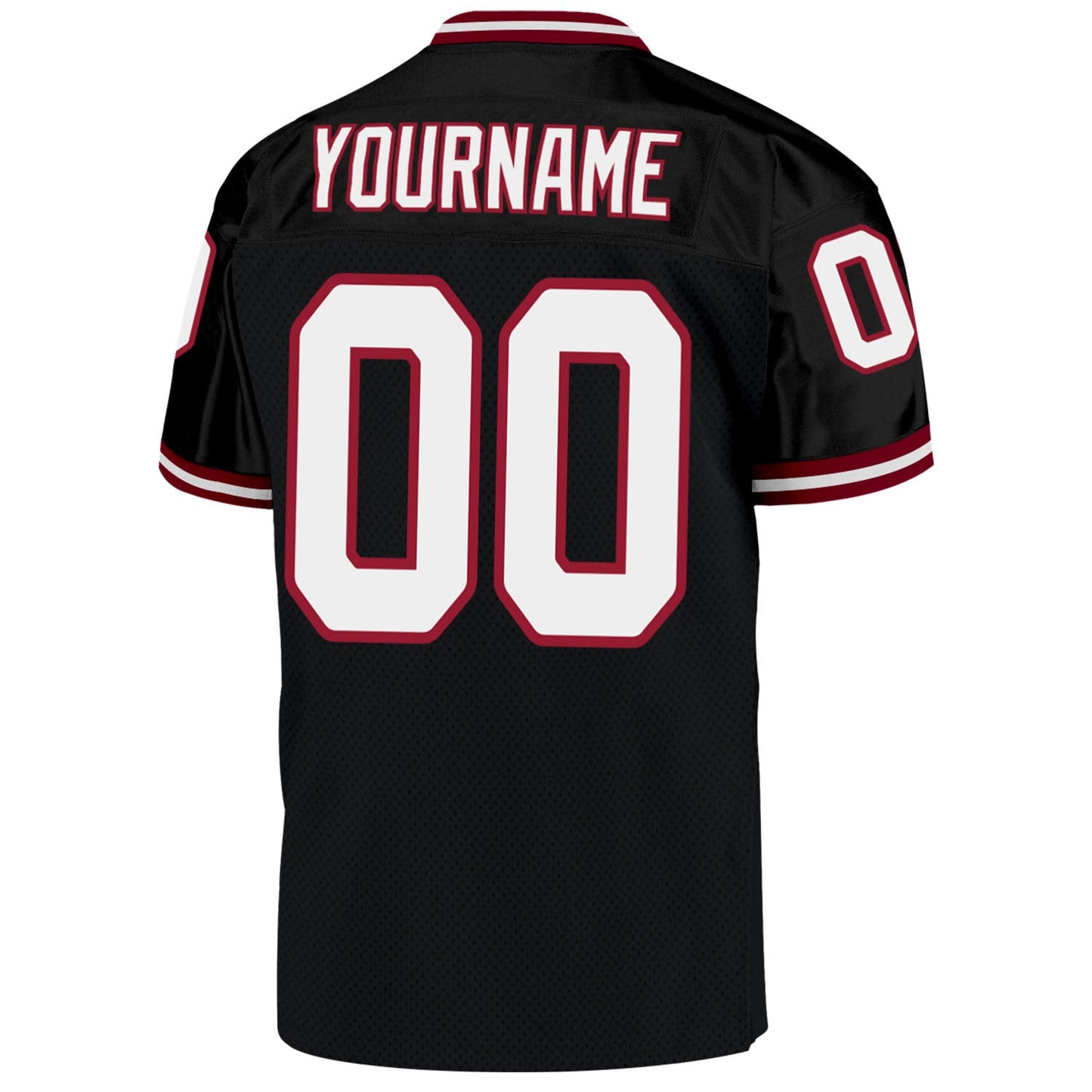 Custom Black White-Cardinal Mesh Authentic Throwback Football Jersey view 3
