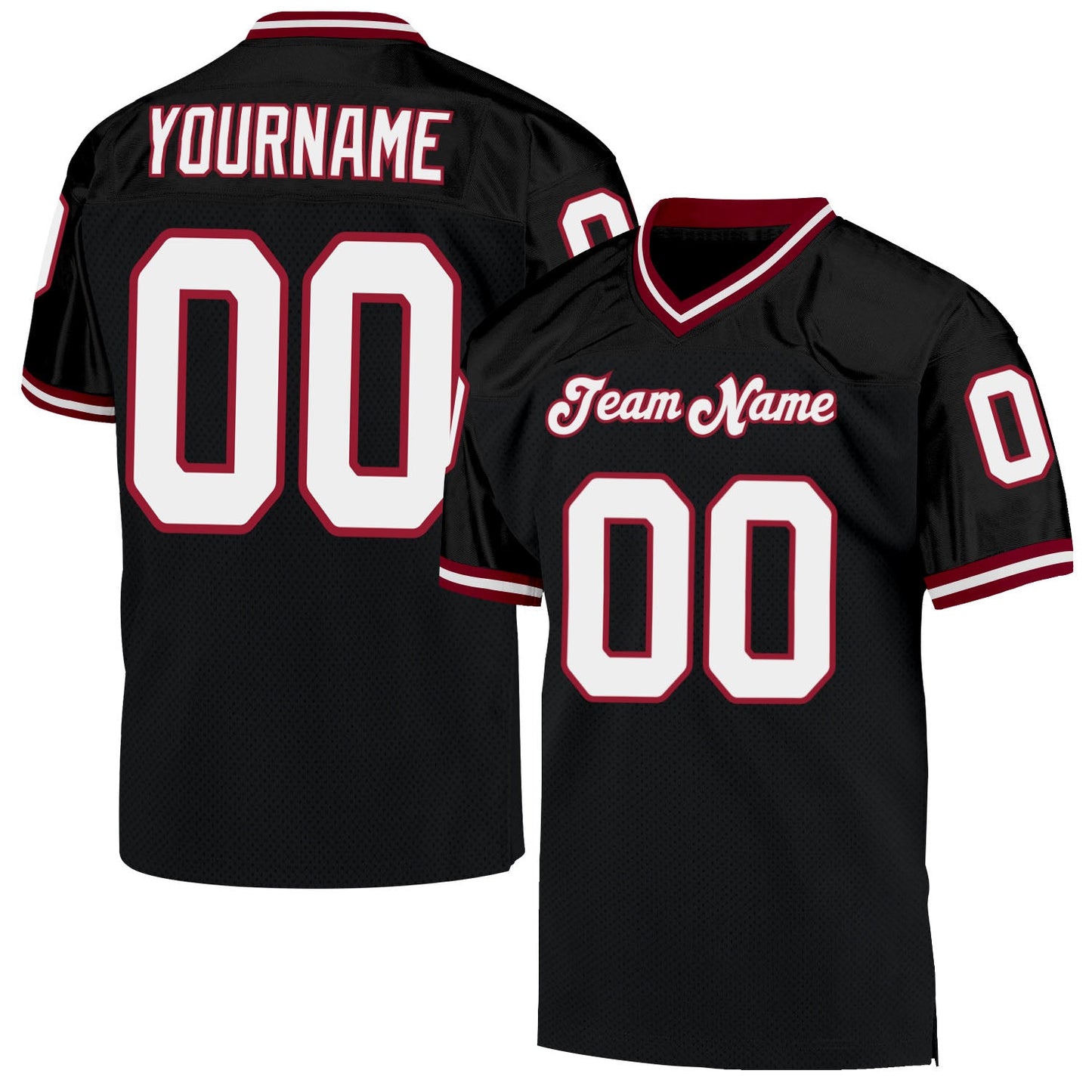 Custom Black White-Cardinal Mesh Authentic Throwback Football Jersey - Main View