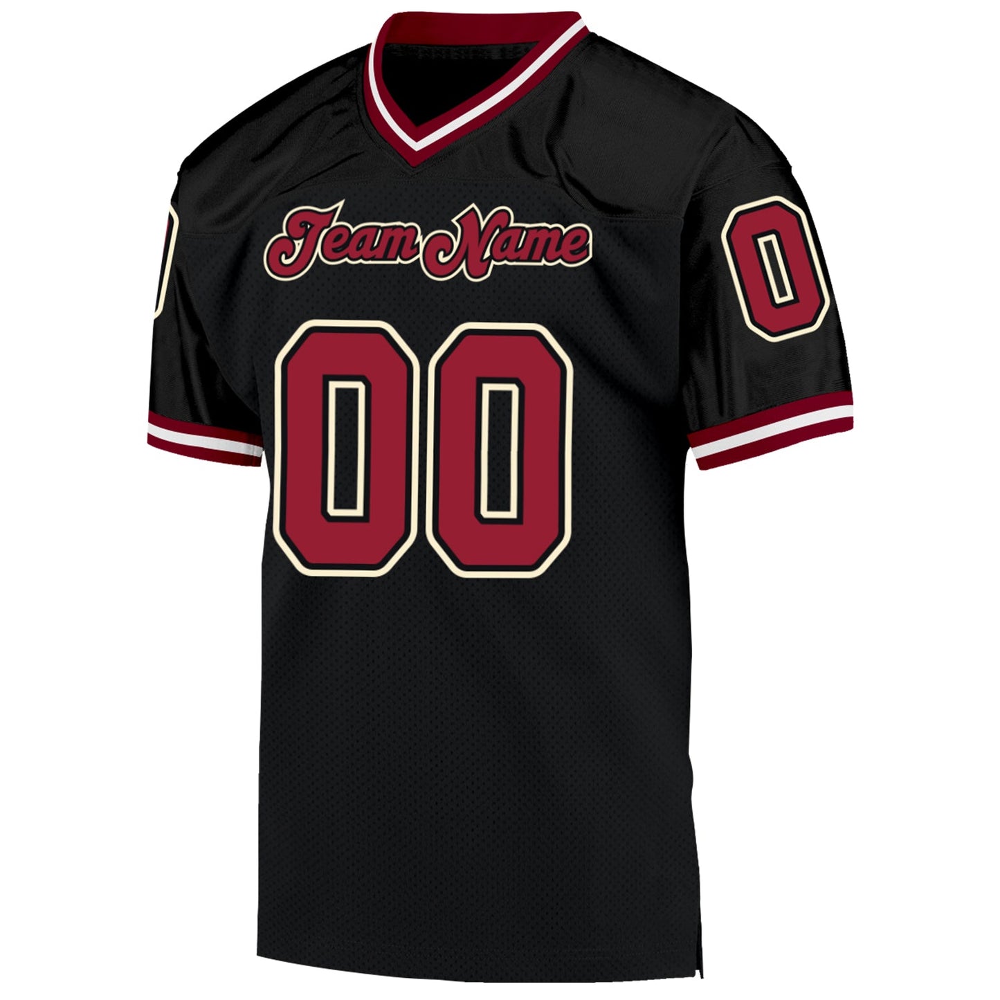 Custom Black Cardinal-Cream Mesh Authentic Throwback Football Jersey view 2