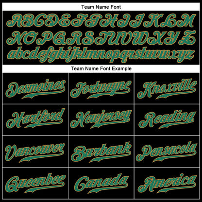 Custom Black Kelly Green Pinstripe Kelly Green-Old Gold Authentic Baseball Jersey view 4