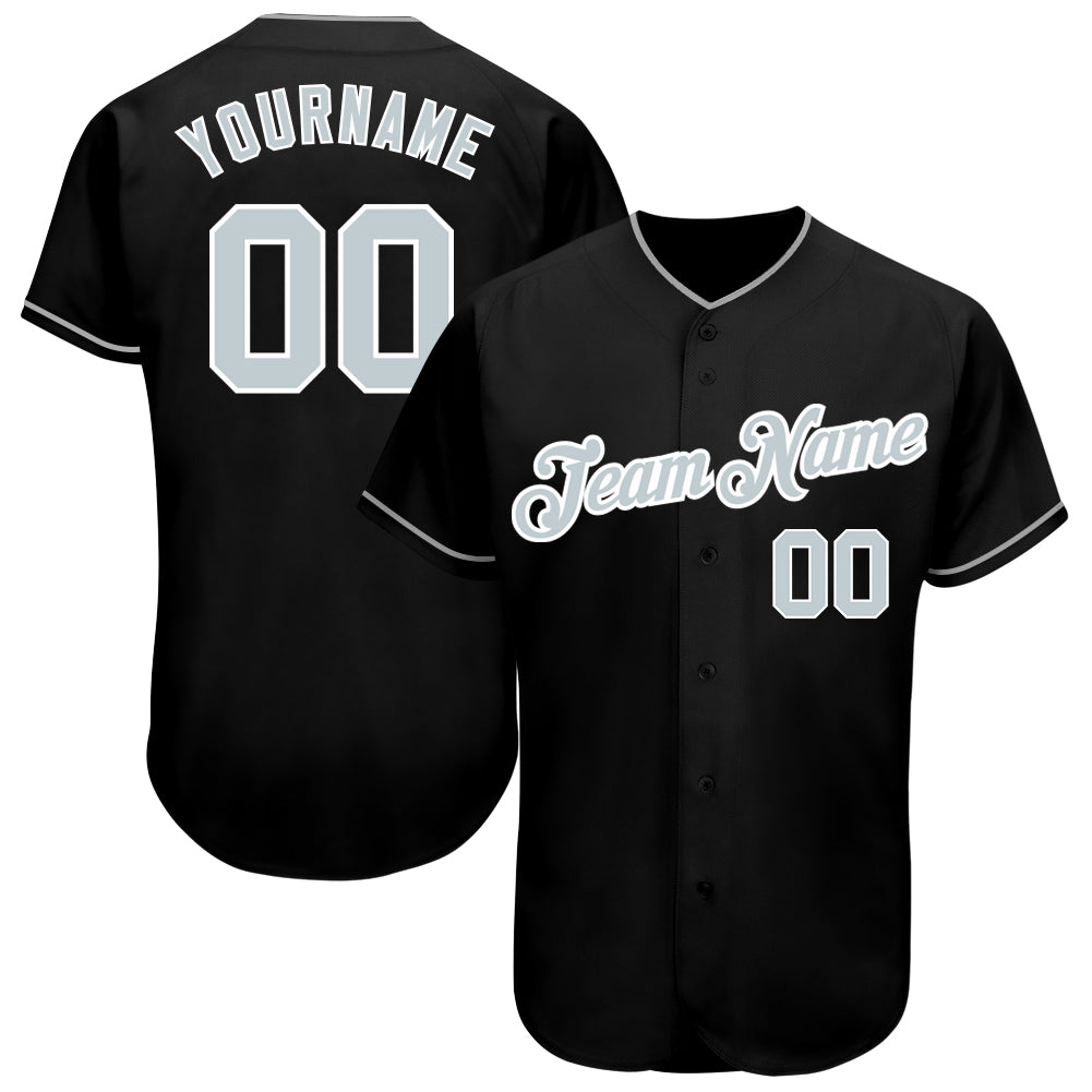 Custom Black Gray-White Authentic Baseball Jersey - Main View