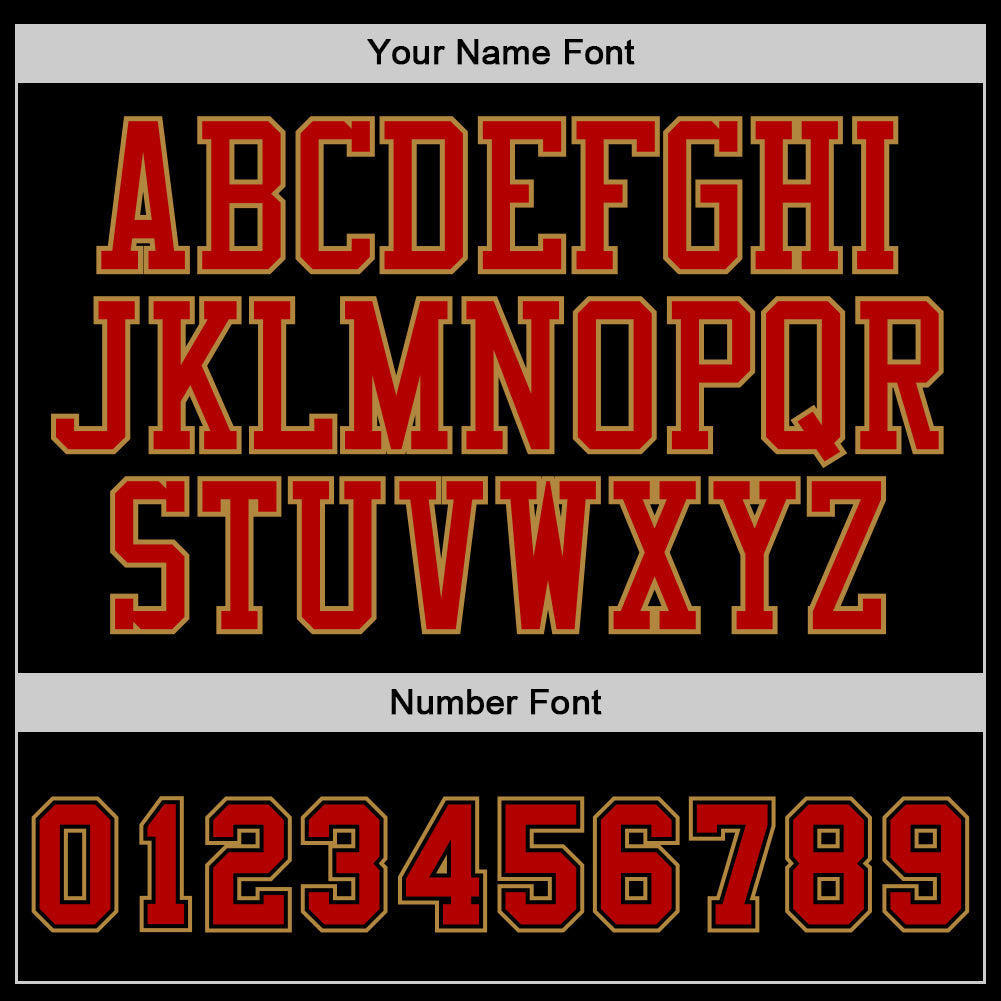 Custom Black Red-Old Gold Authentic Baseball Jersey view 5