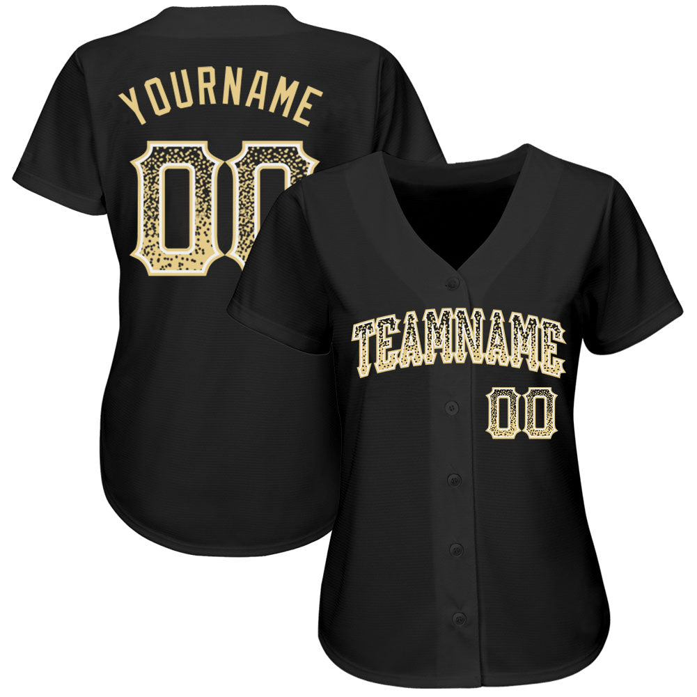 Custom Black Vegas Gold-White Authentic Drift Fashion Baseball Jersey view 2
