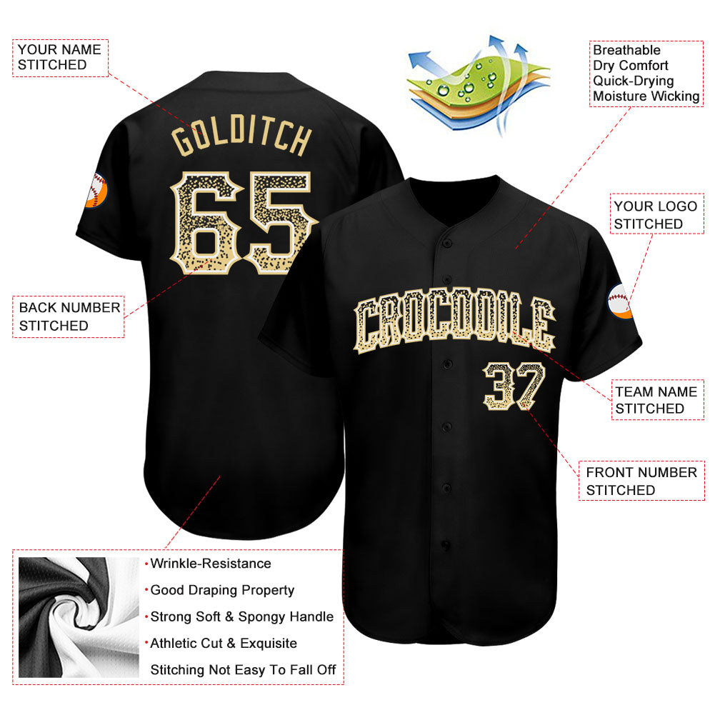 Custom Black Vegas Gold-White Authentic Drift Fashion Baseball Jersey view 3
