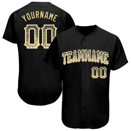 Custom Black Vegas Gold-White Authentic Drift Fashion Baseball Jersey - Main View