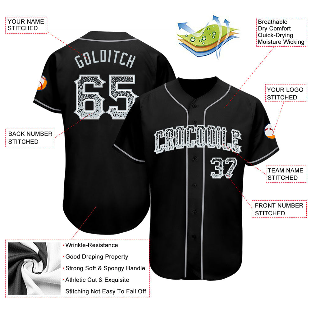 Custom Black Silver-White Authentic Drift Fashion Baseball Jersey view 3