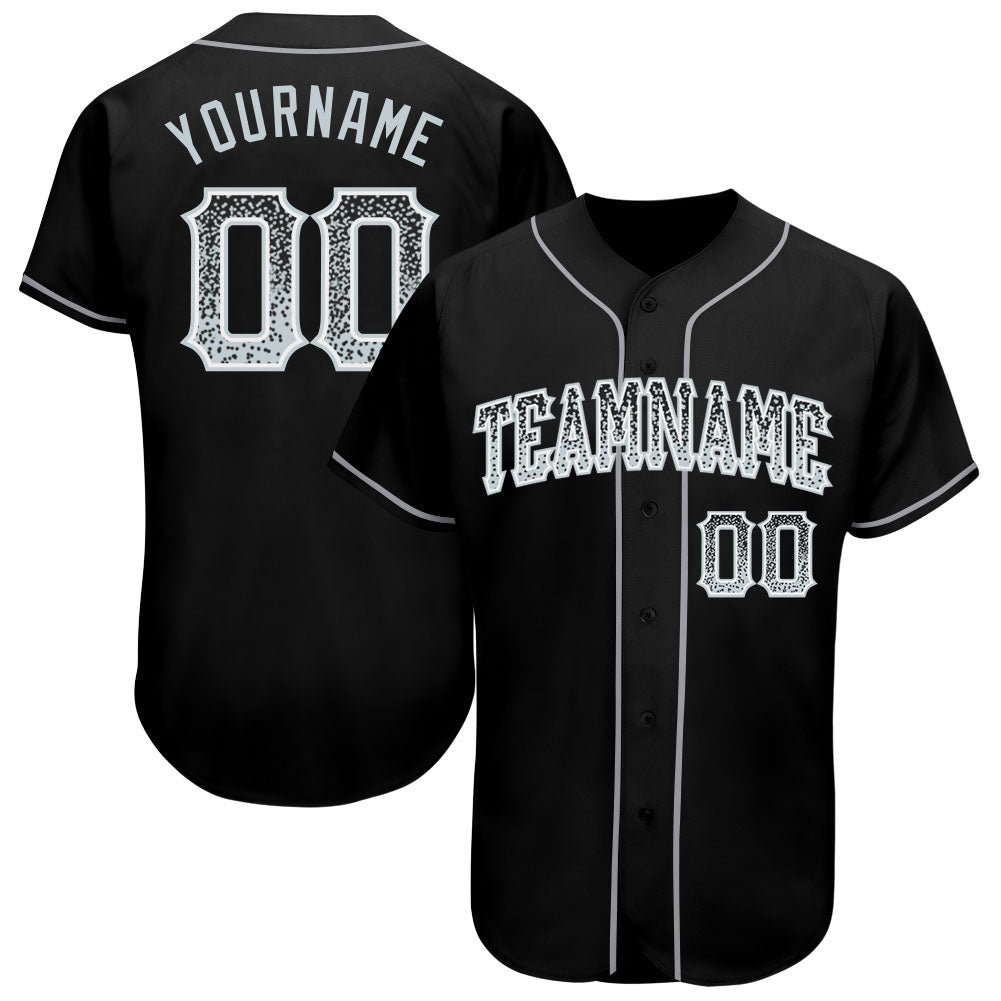 Custom Black Silver-White Authentic Drift Fashion Baseball Jersey - Main View