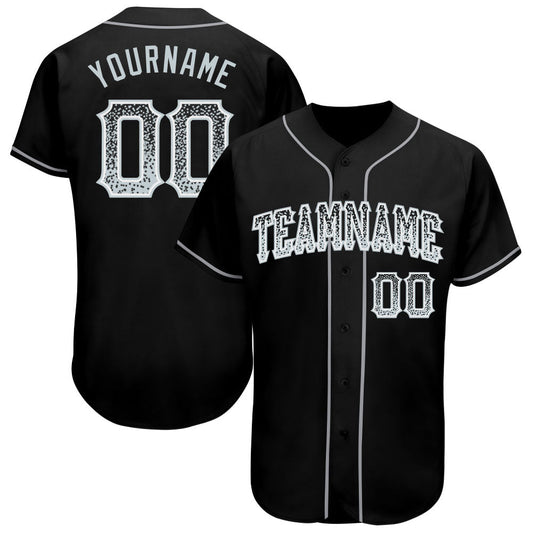 Custom Black Silver-White Authentic Drift Fashion Baseball Jersey - Main View