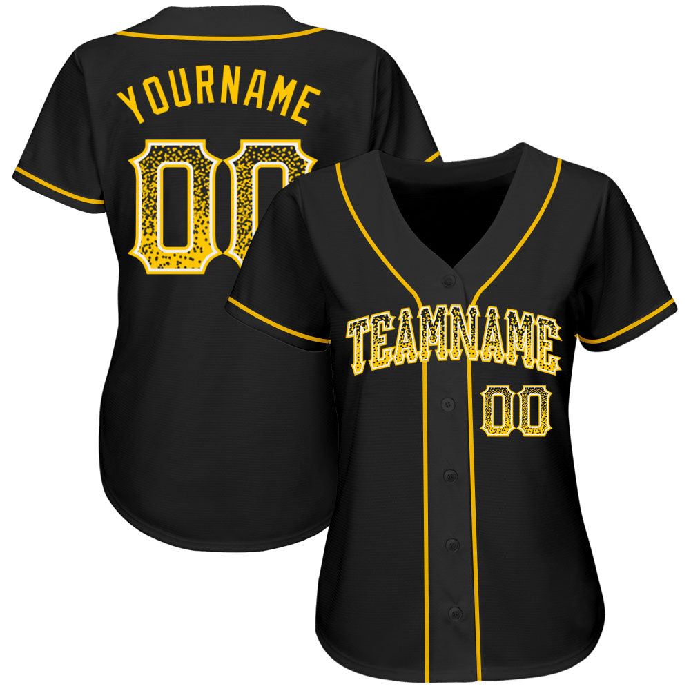 Custom Black Gold-White Authentic Drift Fashion Baseball Jersey view 2