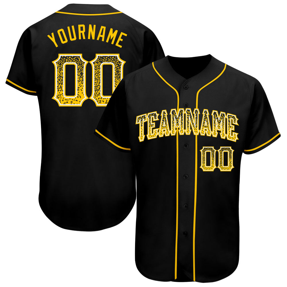 Custom Black Gold-White Authentic Drift Fashion Baseball Jersey - Main View