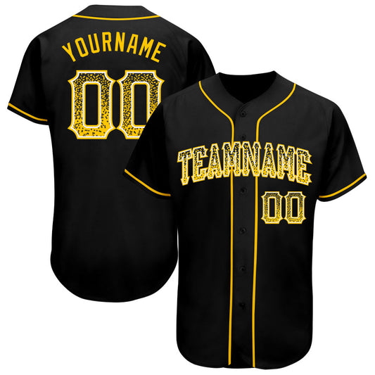 Custom Black Gold-White Authentic Drift Fashion Baseball Jersey - Main View