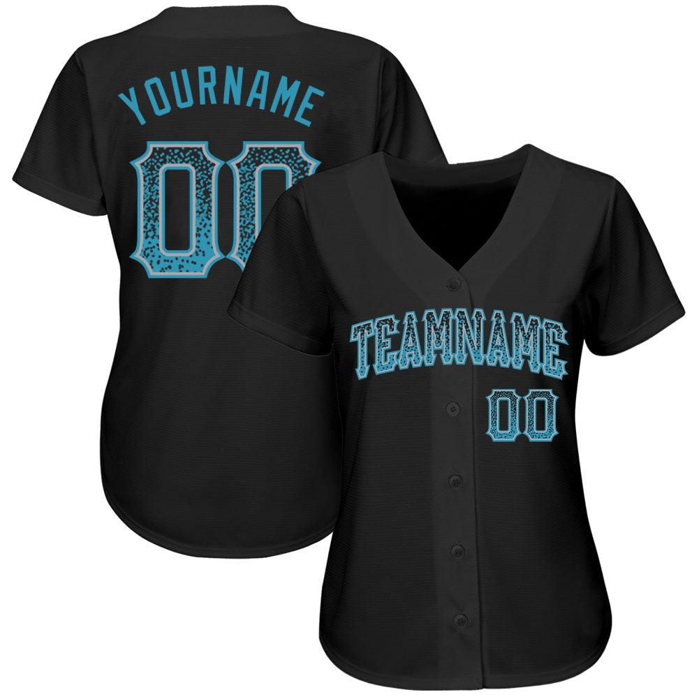 Custom Black Panther Blue-Gray Authentic Drift Fashion Baseball Jersey view 2