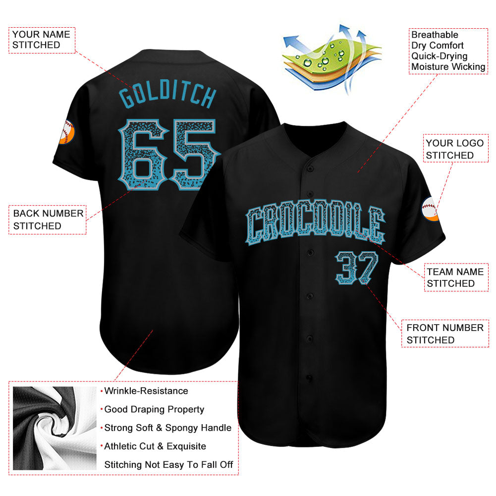 Custom Black Panther Blue-Gray Authentic Drift Fashion Baseball Jersey view 3