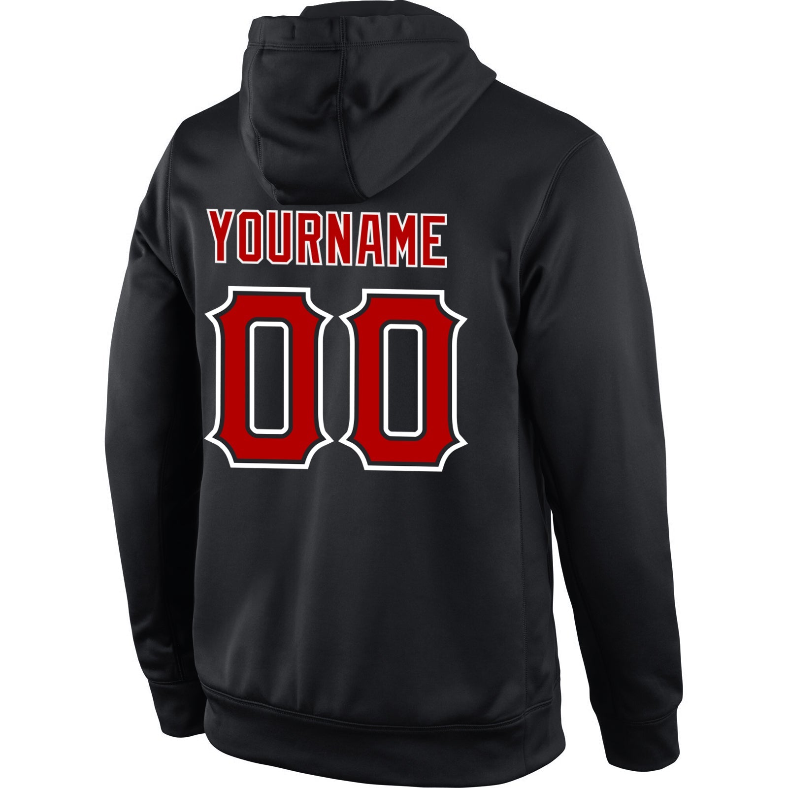 Custom Stitched Black Red-White Sports Pullover Sweatshirt Hoodie view 3