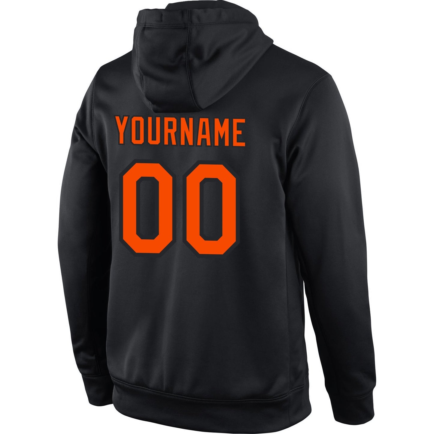 Custom Stitched Black Orange Sports Pullover Sweatshirt Hoodie view 3