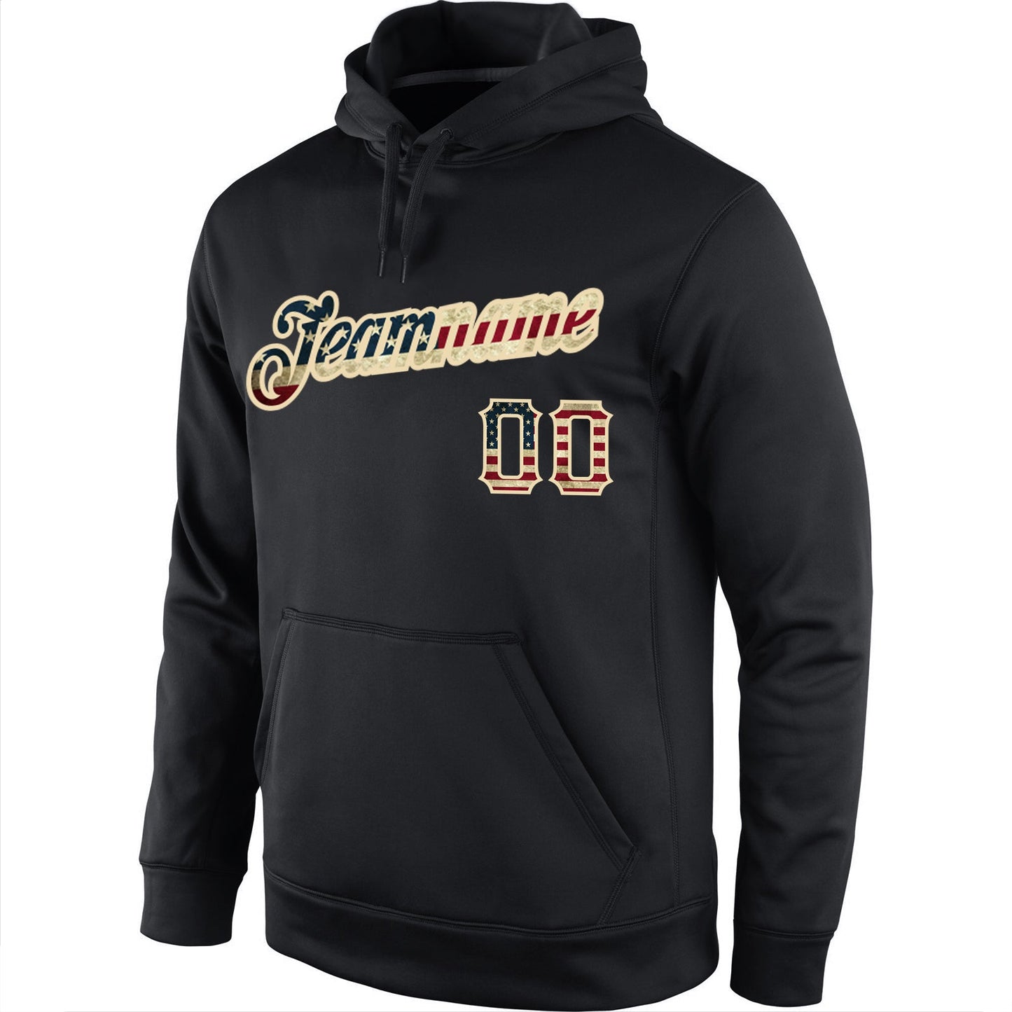 Custom Stitched Black Vintage USA Flag-Cream Sports Pullover Sweatshirt Hoodie view 2