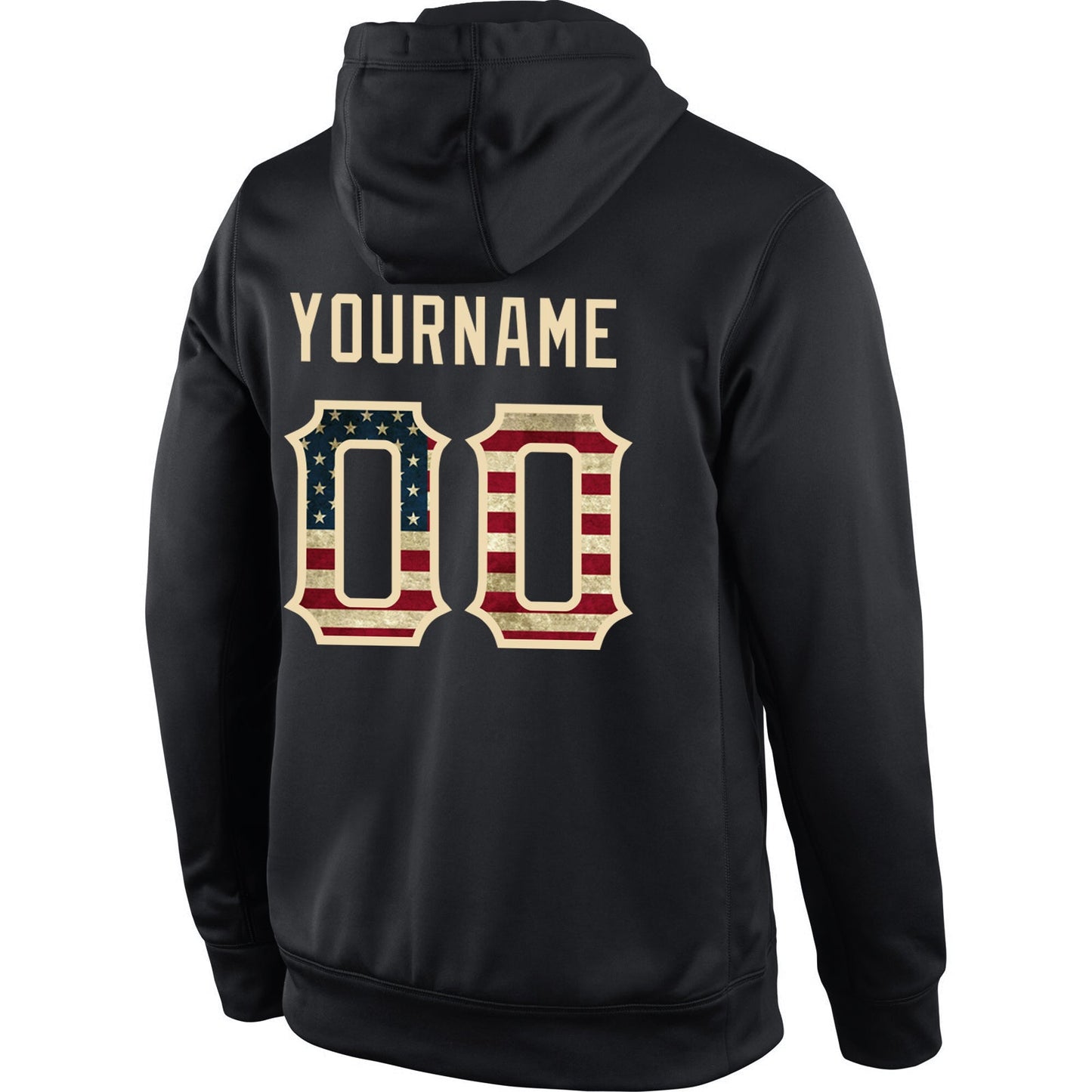 Custom Stitched Black Vintage USA Flag-Cream Sports Pullover Sweatshirt Hoodie view 3