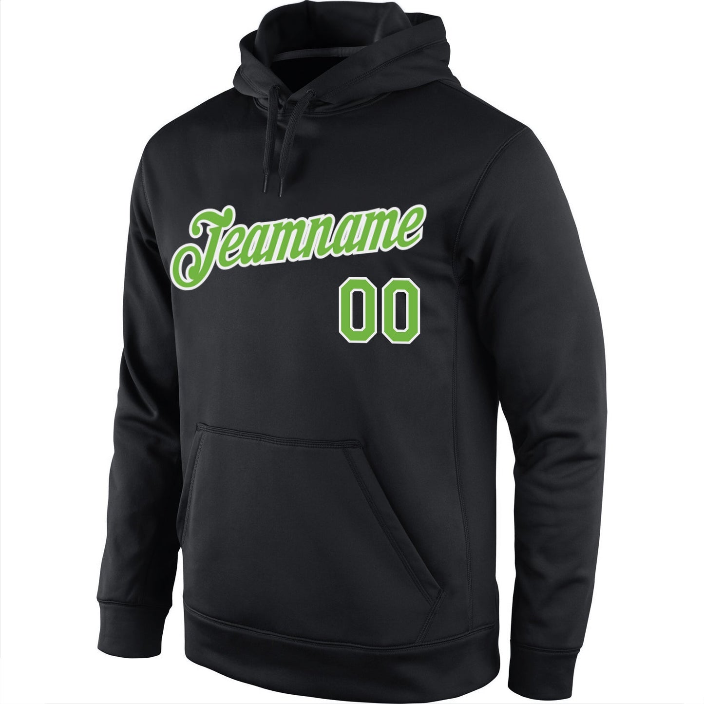 Custom Stitched Black Neon Green-White Sports Pullover Sweatshirt Hoodie view 2