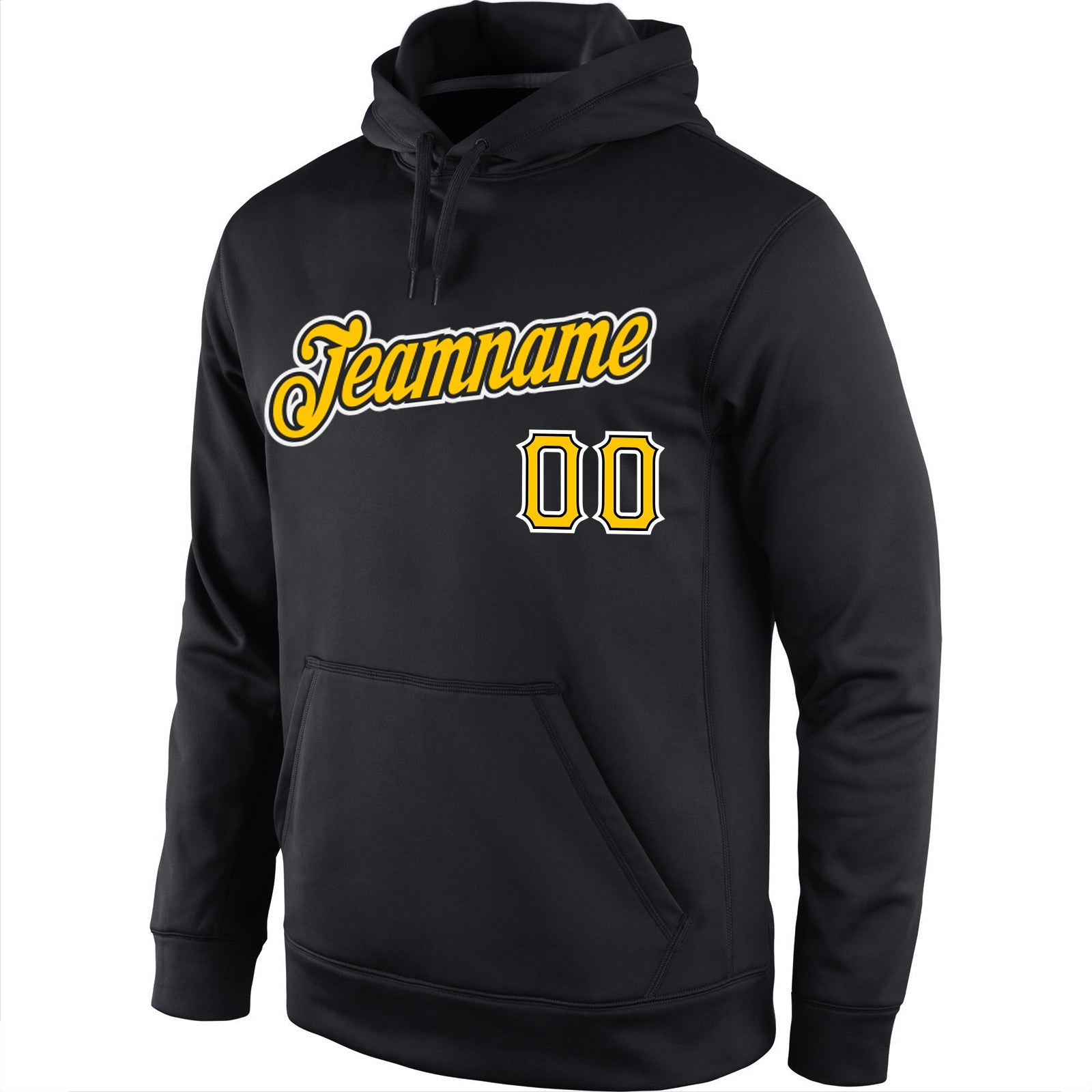 Custom Stitched Black Gold-White Sports Pullover Sweatshirt Hoodie view 2