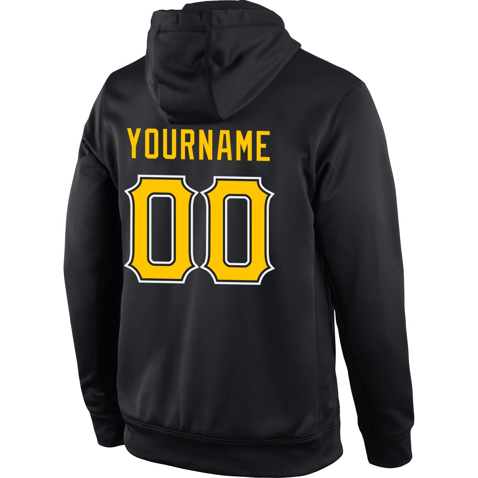 Custom Stitched Black Gold-White Sports Pullover Sweatshirt Hoodie view 3