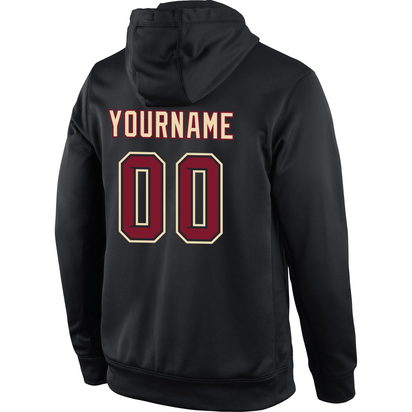 Custom Stitched Black Crimson-Cream Sports Pullover Sweatshirt Hoodie view 3