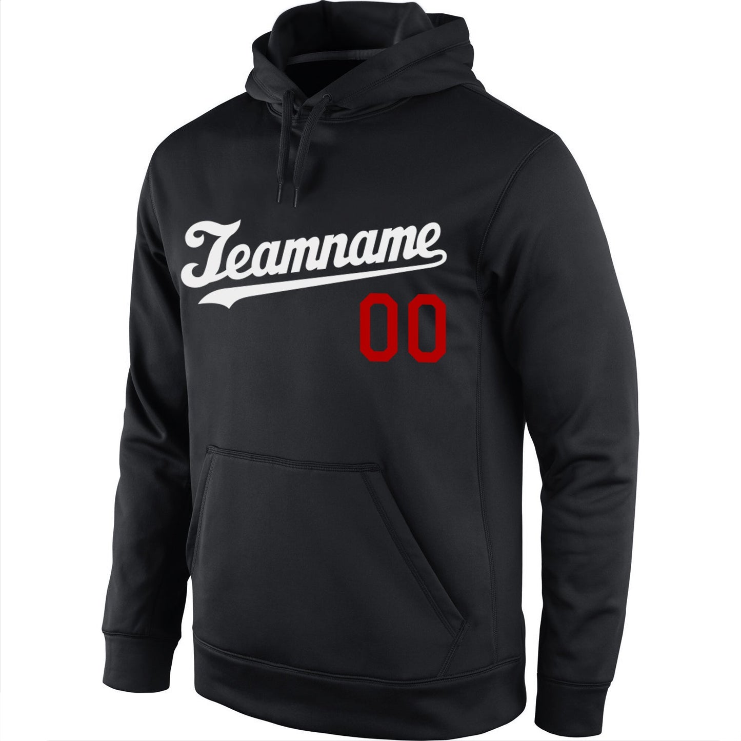 Custom Stitched Black White-Red Sports Pullover Sweatshirt Hoodie view 2