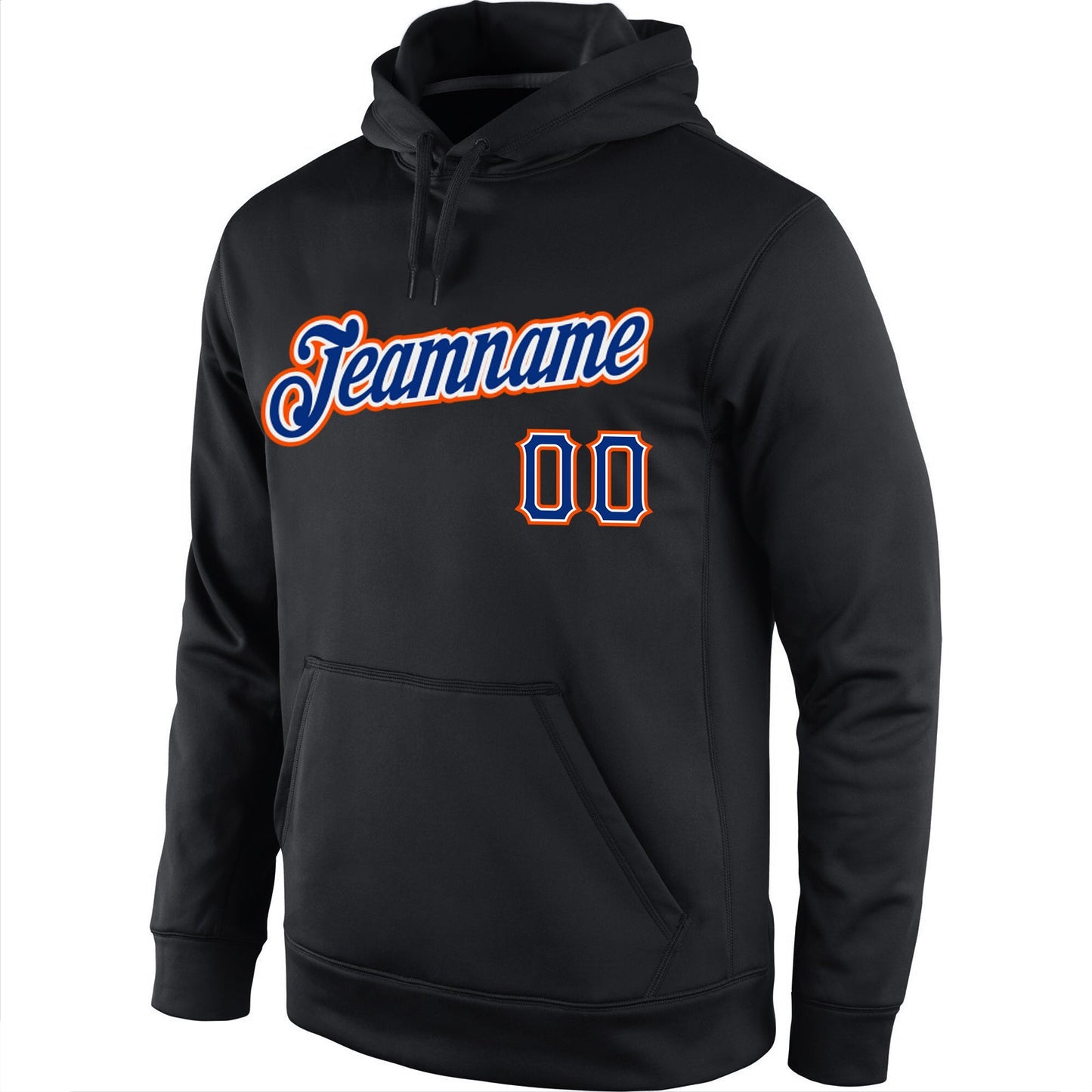 Custom Stitched Black Royal-Orange Sports Pullover Sweatshirt Hoodie view 2