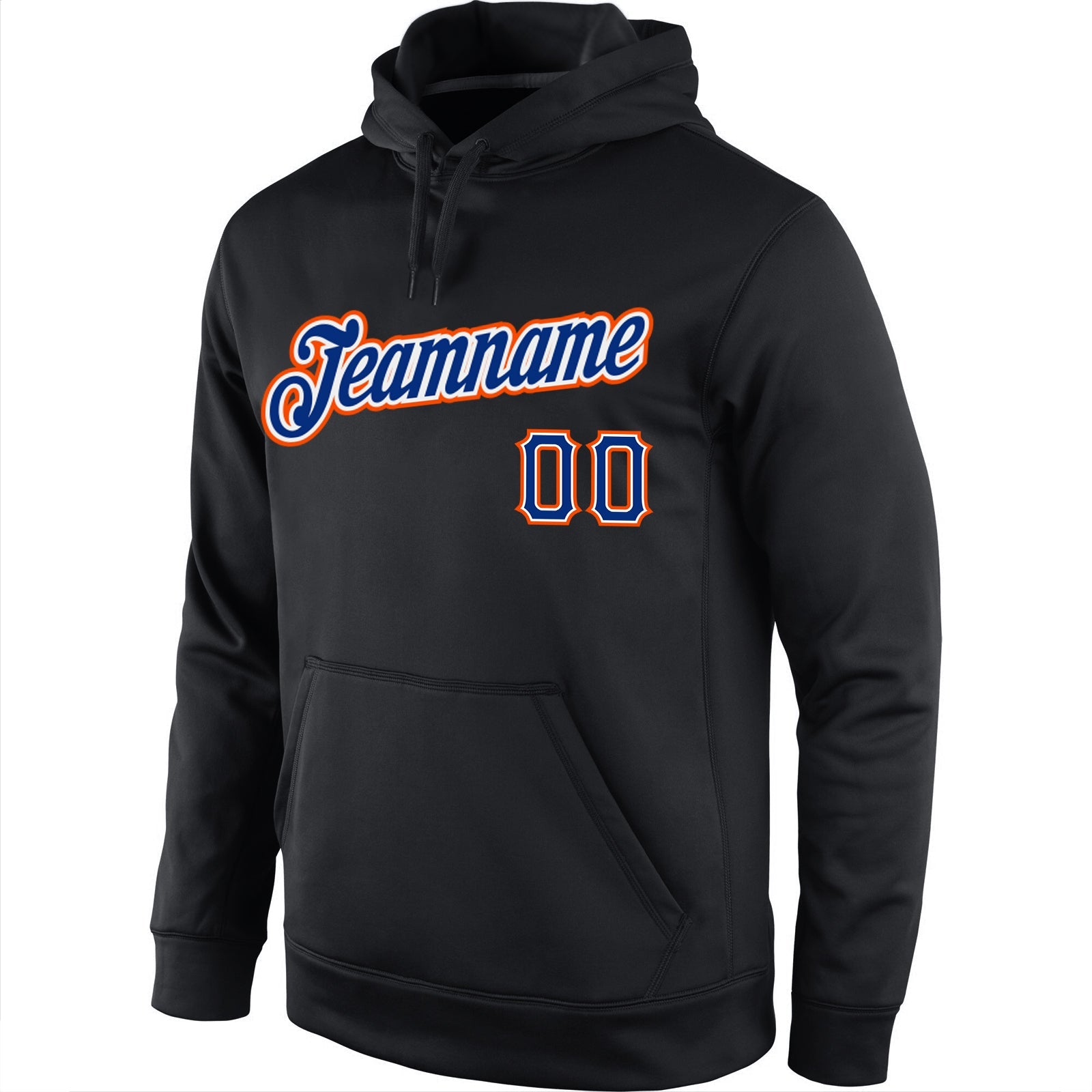Custom Stitched Black Royal-Orange Sports Pullover Sweatshirt Hoodie view 2