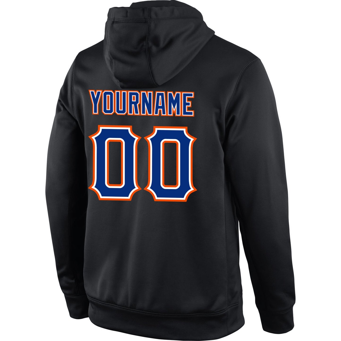 Custom Stitched Black Royal-Orange Sports Pullover Sweatshirt Hoodie view 3